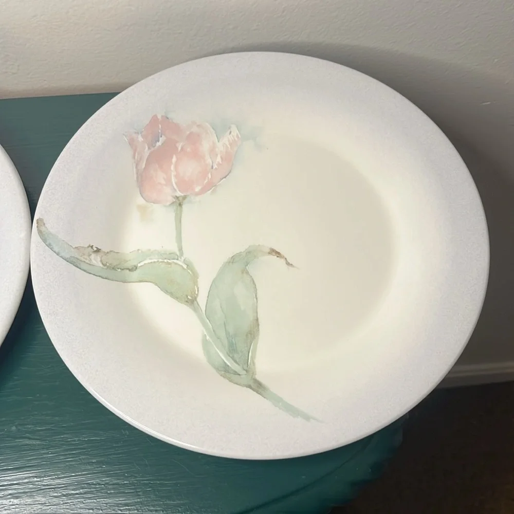 Vintage Portmeirion The‎ Seasons Susan Ellis Pink Tulip Dinner Plates Set of 2